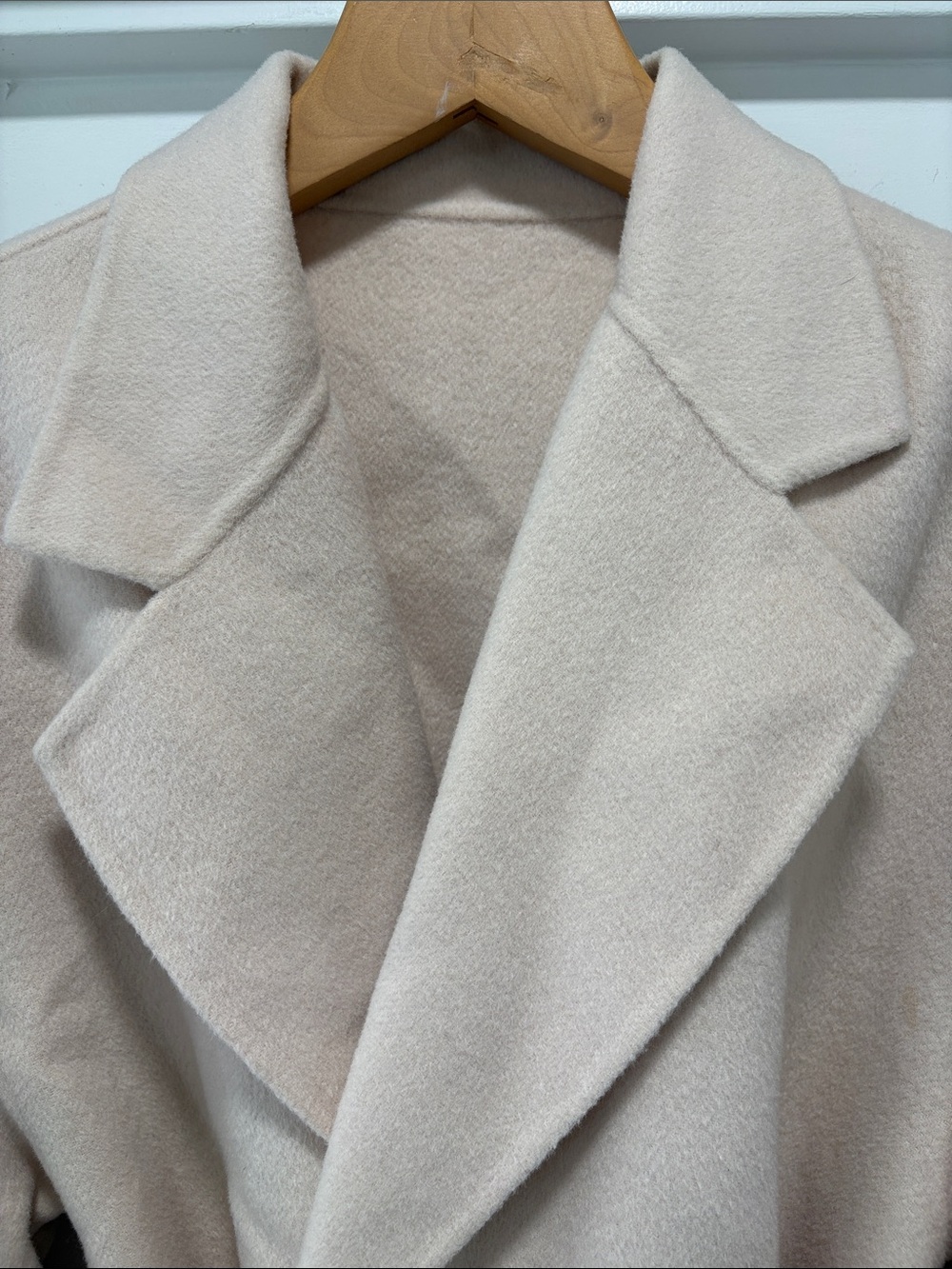 Creme Cozy Plush Double Face Wool Belted Blazer Jacket Size Medium - Picture 8 of 11